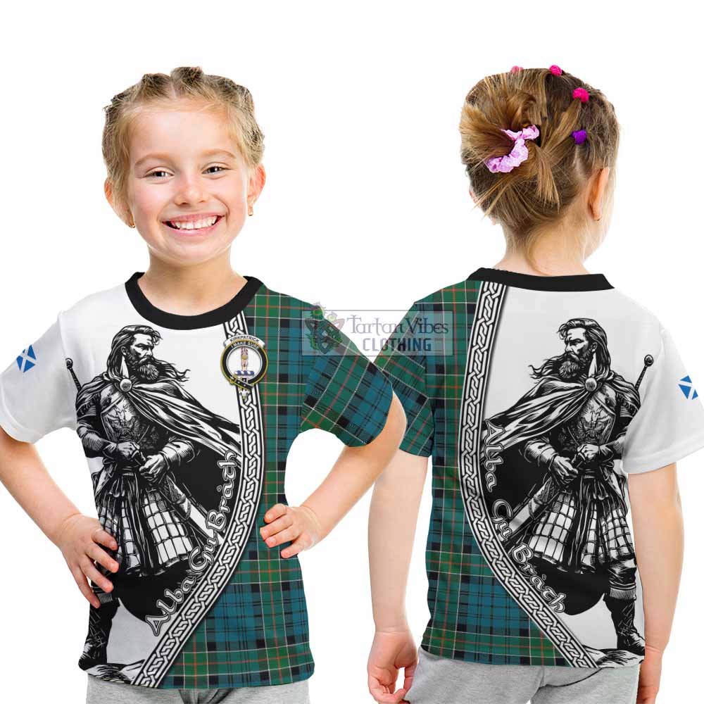 Kirkpatrick Tartan Clan Crest Kid T-Shirt with Highlander Warrior Celtic Style