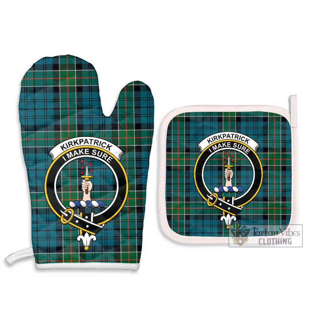Kirkpatrick Tartan Combo Oven Mitt & Pot-Holder with Family Crest Combo 1 Oven Mitt & 2 Pot-Holder White - Tartan Vibes Clothing