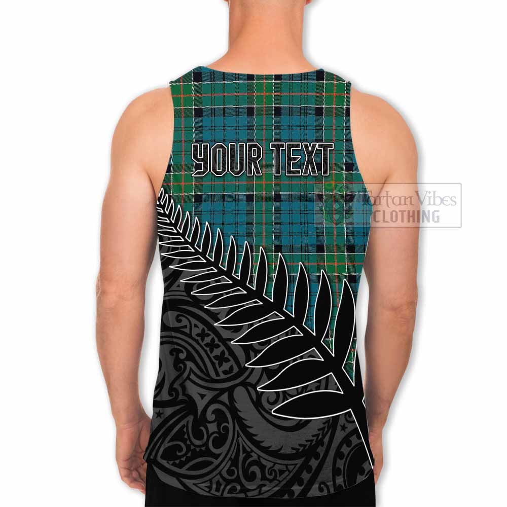 Tartan Vibes Clothing Kirkpatrick Crest Tartan Men's Tank Top with New Zealand Silver Fern Half Style