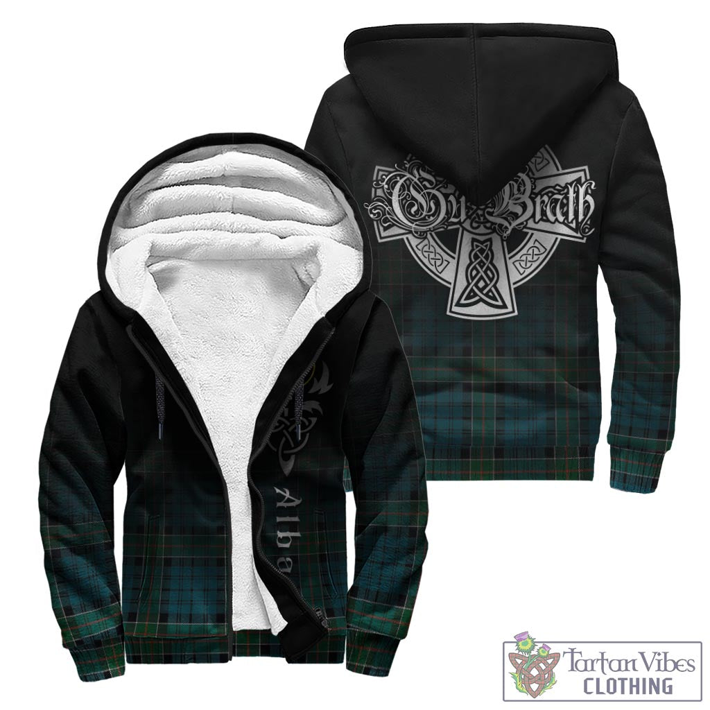 Tartan Vibes Clothing Kirkpatrick Tartan Sherpa Hoodie Featuring Alba Gu Brath Family Crest Celtic Inspired