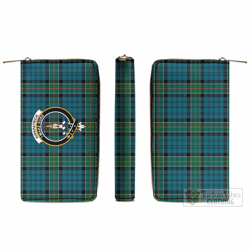 Tartan Vibes Clothing Kirkpatrick Tartan Women's Leather Wallet with Family Crest