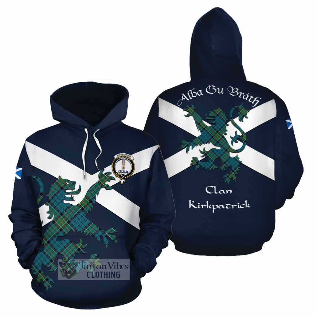 Tartan Vibes Clothing Kirkpatrick Tartan Lion Rampant Cotton Hoodie Proudly Display Your Heritage with Alba Gu Brath and Clan Name