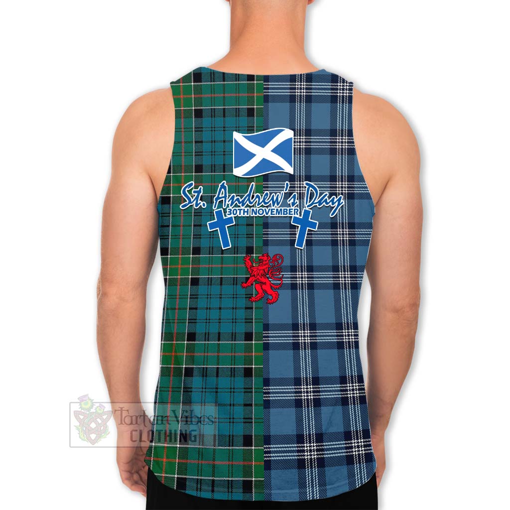 Tartan Vibes Clothing Kirkpatrick Tartan Men's Tank Top Happy St. Andrew's Day Half Tartan Style