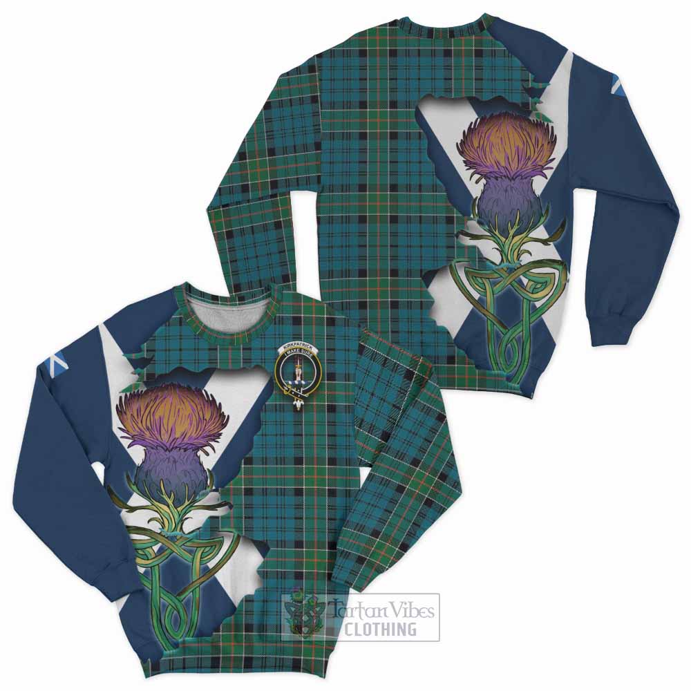 Kirkpatrick Tartan Family Crest Sweatshirt Scottish Thistle Celtic Inspired - Tartan Vibes Clothing