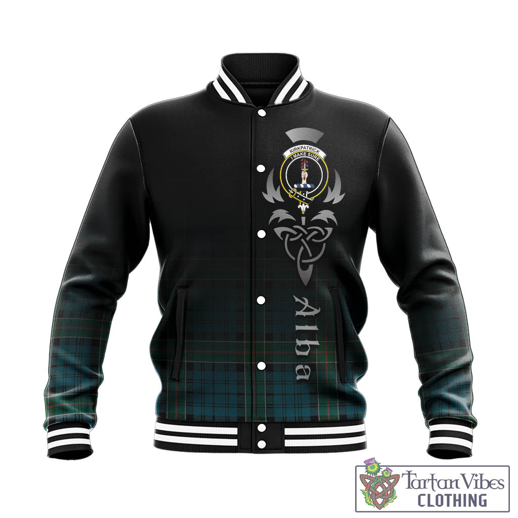 Kirkpatrick Tartan Baseball Jacket Featuring Alba Gu Brath Family Crest Celtic Inspired - Tartan Vibes Clothing