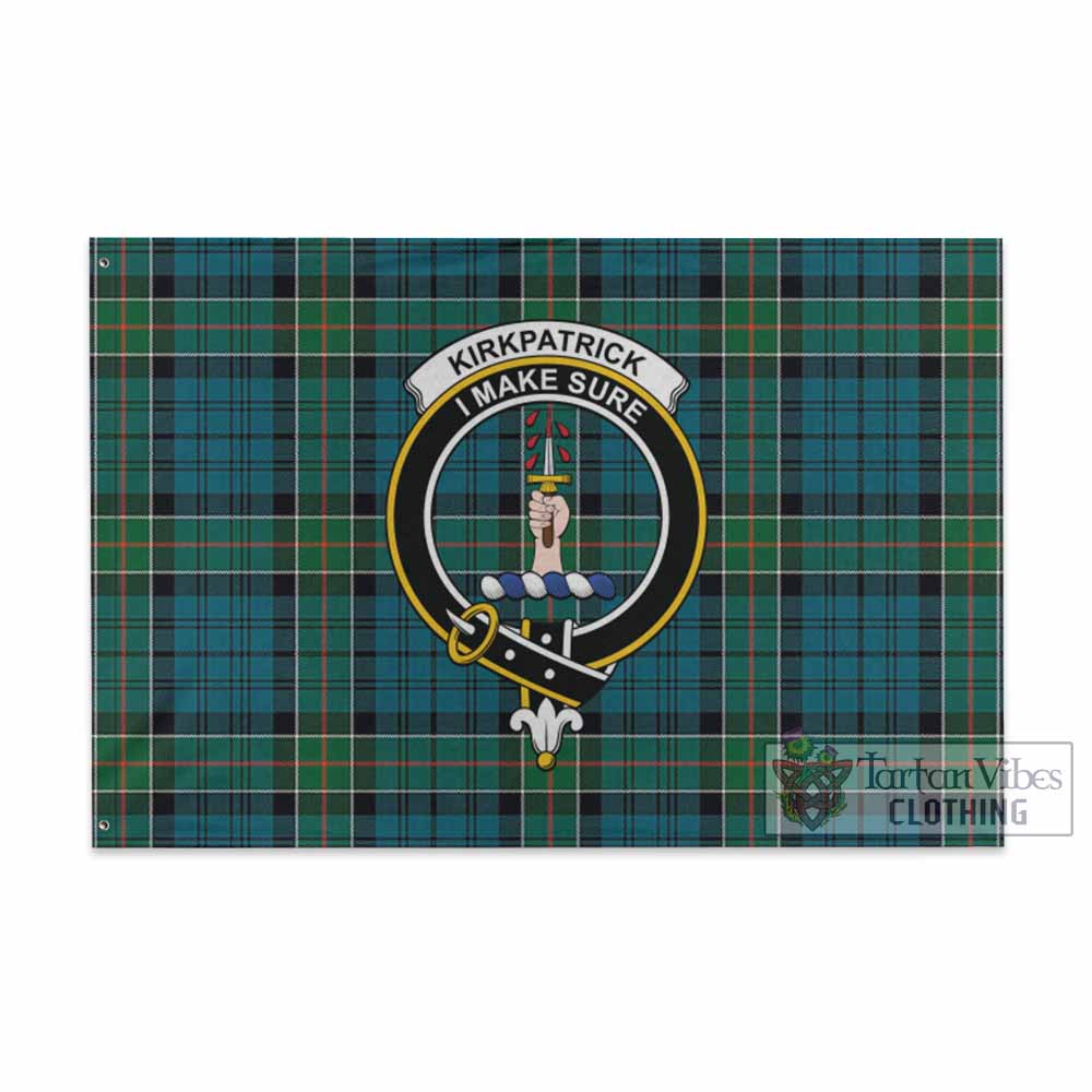 Tartan Vibes Clothing Kirkpatrick Tartan House Flag with Family Crest