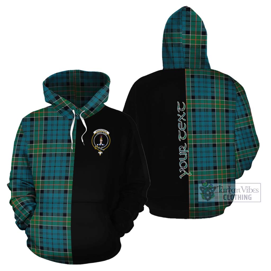 Tartan Vibes Clothing Kirkpatrick Tartan Cotton Hoodie with Family Crest and Half Of Me Style