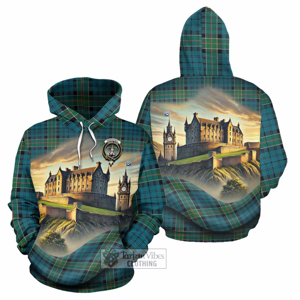 Tartan Vibes Clothing Kirkpatrick Tartan Family Crest Hoodie with Scottish Ancient Castle Style