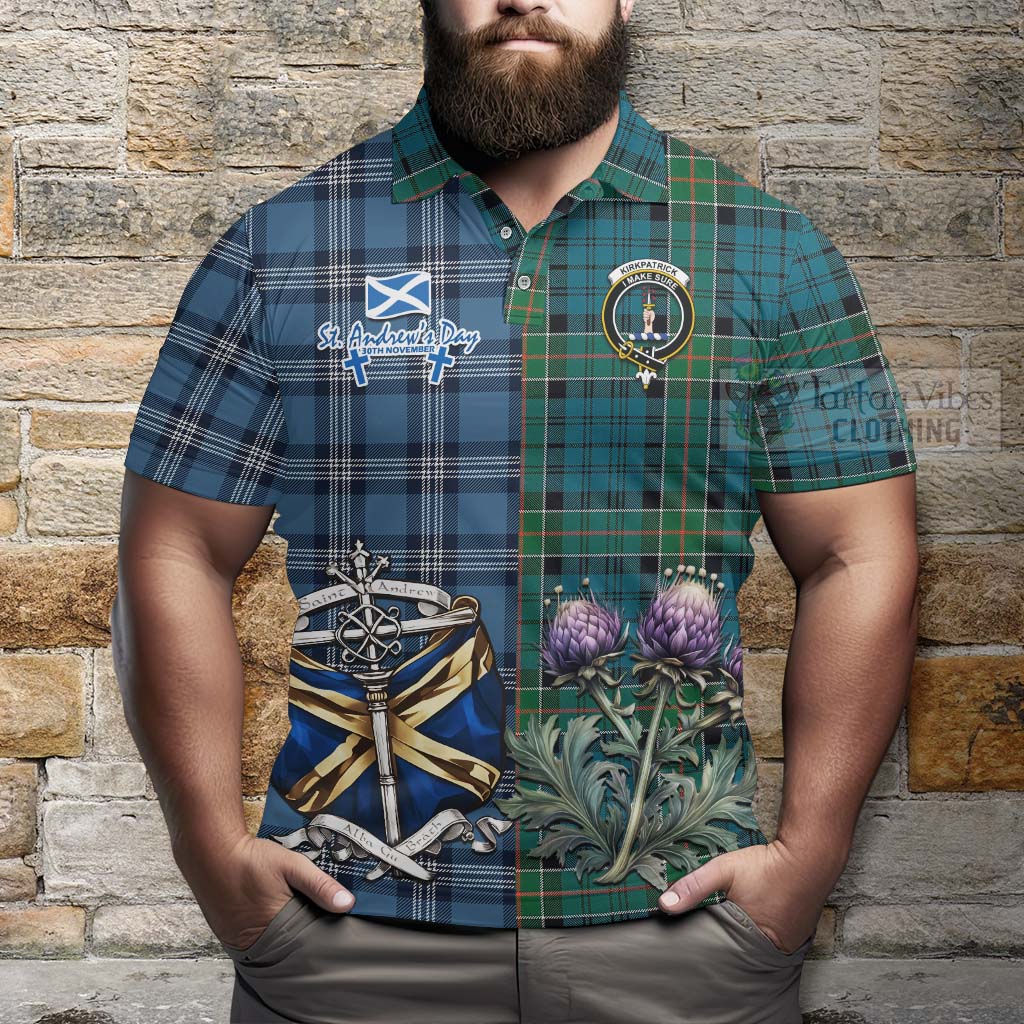 Tartan Vibes Clothing Kirkpatrick Tartan Polo Shirt Happy St. Andrew's Day Half Tartan Style
