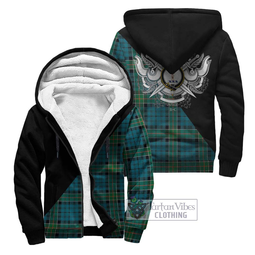 Kirkpatrick Tartan Sherpa Hoodie with Family Crest and Military Logo Style Unisex - Tartanvibesclothing Shop