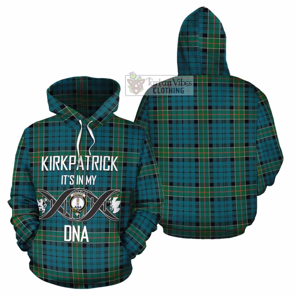 Tartan Vibes Clothing Kirkpatrick Tartan Cotton Hoodie with Family Crest DNA In Me Style