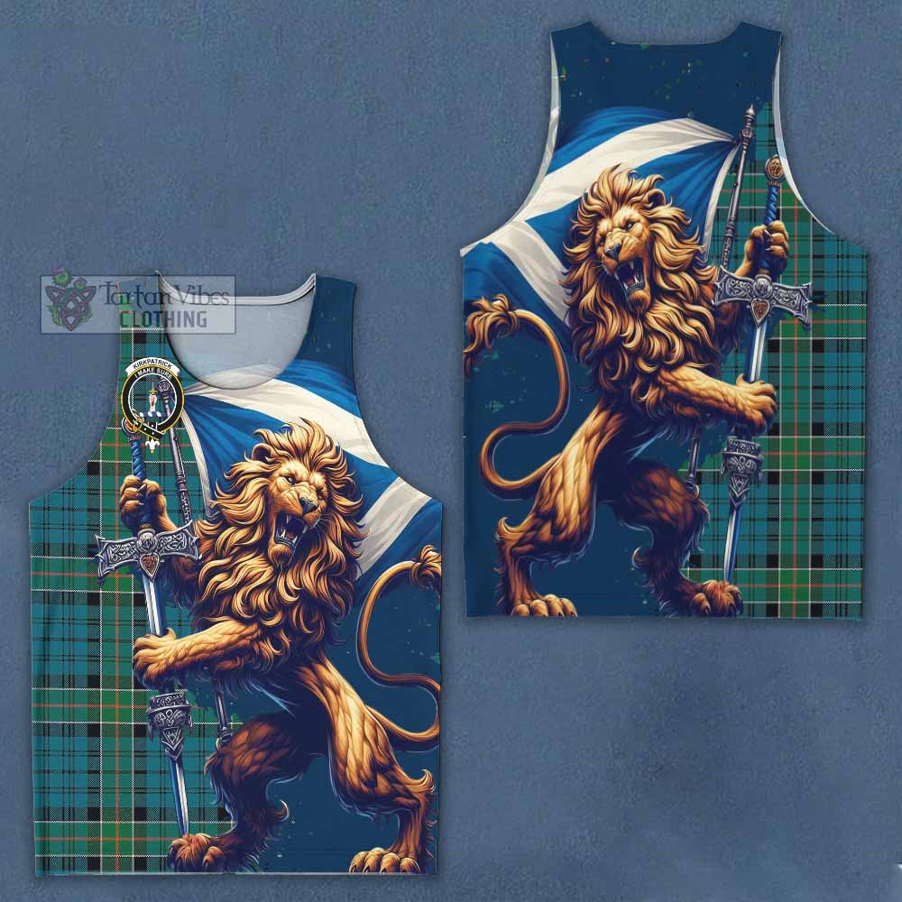 Tartan Vibes Clothing Kirkpatrick Tartan Family Crest Men's Tank Top with Scottish Majestic Lion