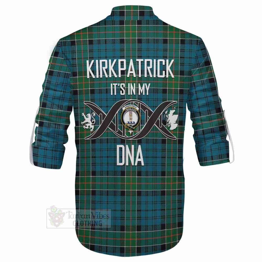 Tartan Vibes Clothing Kirkpatrick Tartan Ghillie Kilt Shirt with Family Crest DNA In Me Style