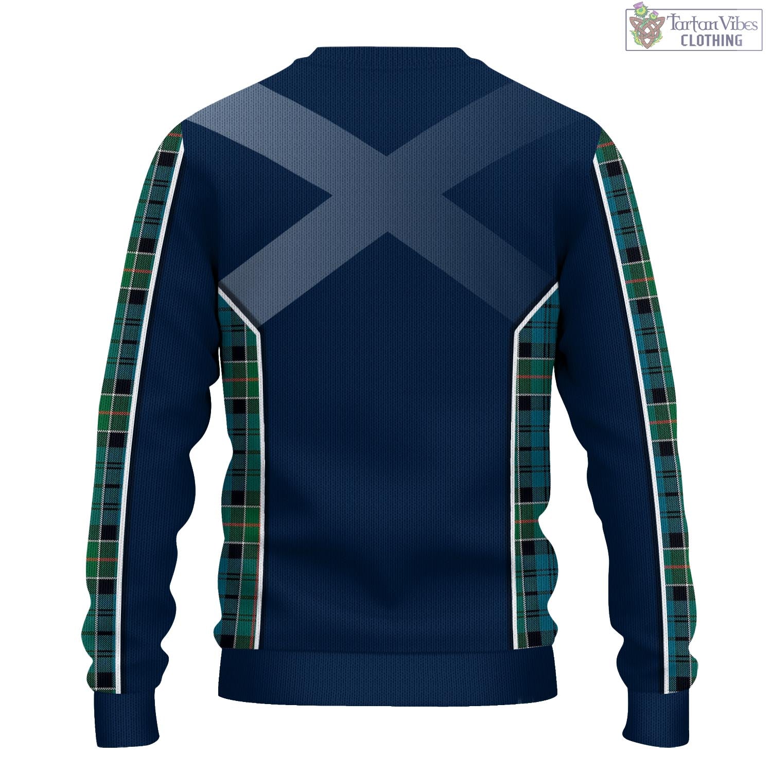 Tartan Vibes Clothing Kirkpatrick Tartan Knitted Sweatshirt with Family Crest and Scottish Thistle Vibes Sport Style