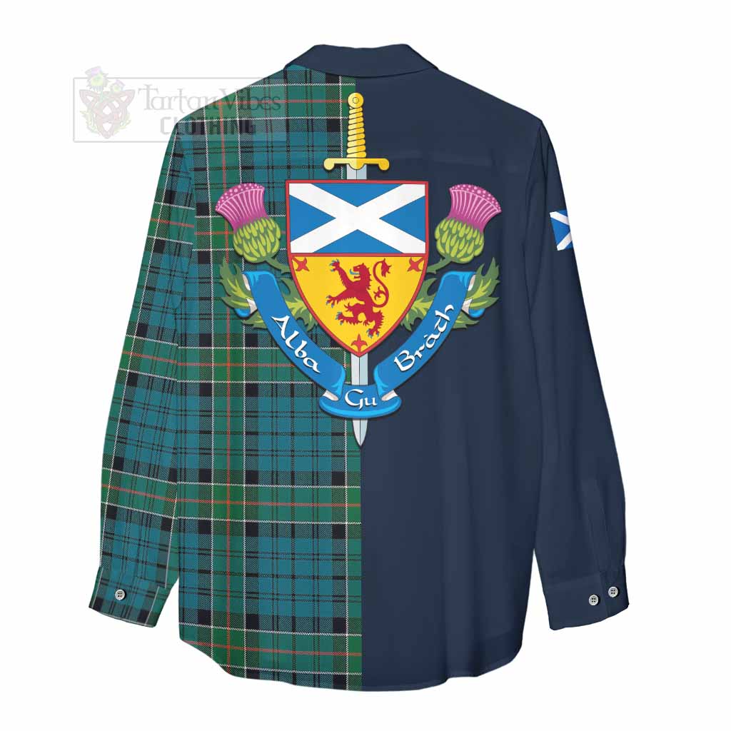 Tartan Vibes Clothing Kirkpatrick Tartan Women's Casual Shirt Alba with Scottish Lion Royal Arm Half Style