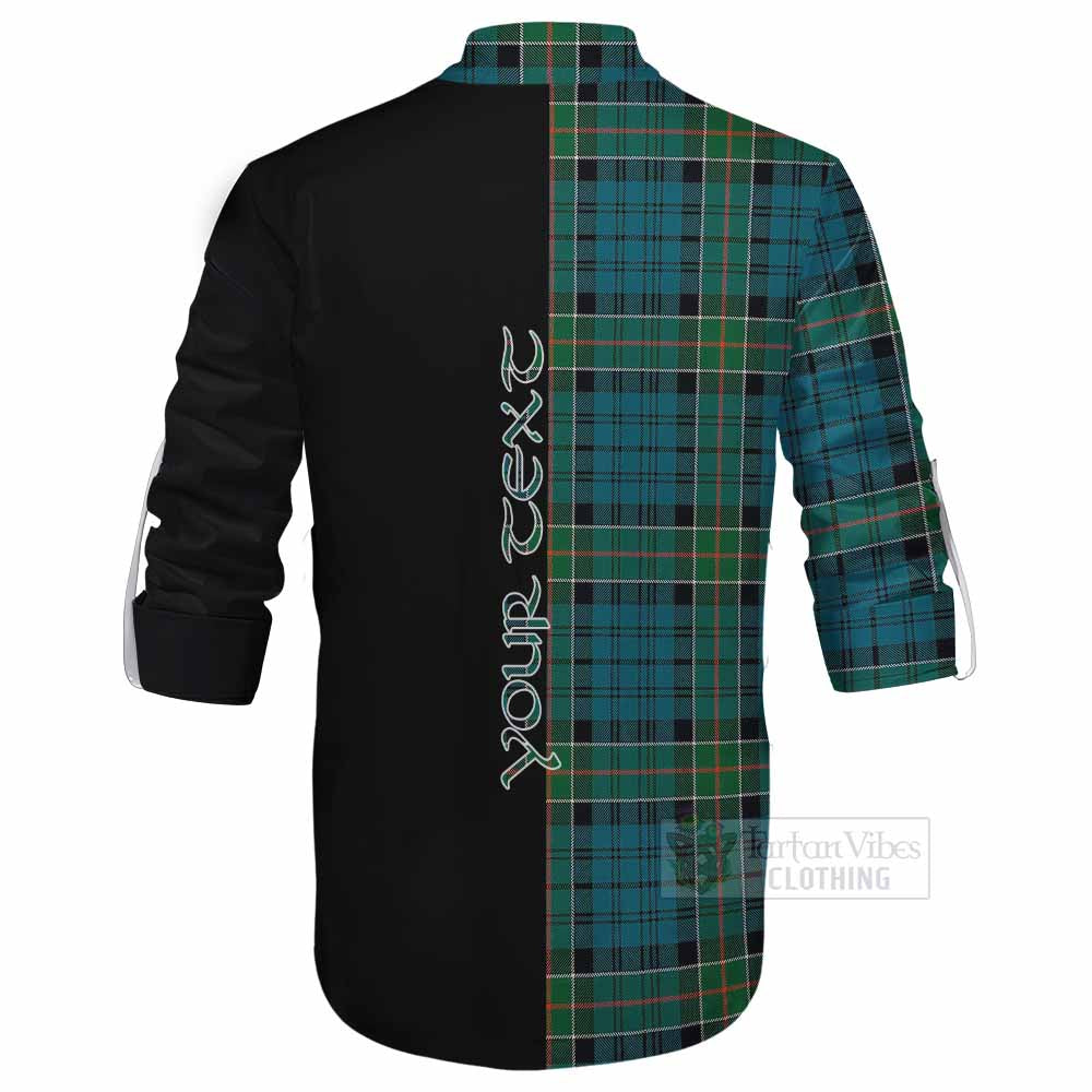 Tartan Vibes Clothing Kirkpatrick Tartan Ghillie Kilt Shirt with Family Crest and Half Of Me Style