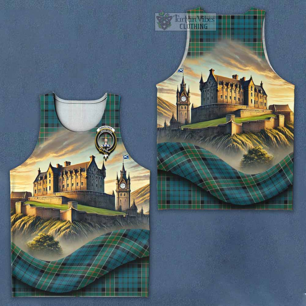 Tartan Vibes Clothing Kirkpatrick Tartan Family Crest Men's Tank Top with Scottish Ancient Castle Style