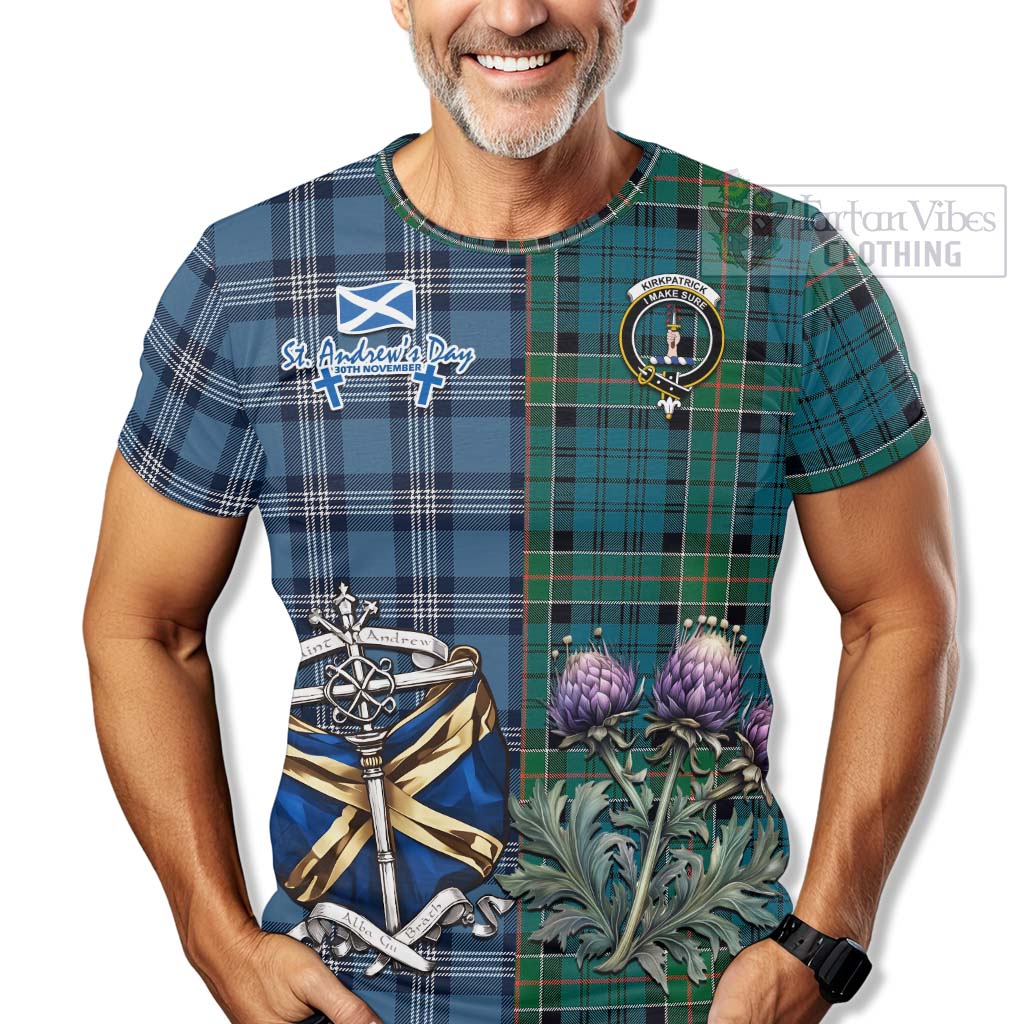 Tartan Vibes Clothing Kirkpatrick Tartan T-Shirt Happy St. Andrew's Day Half Tartan Style