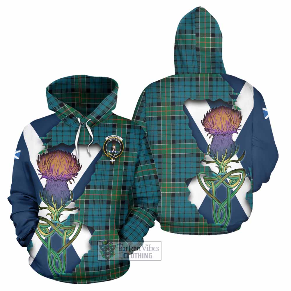 Tartan Vibes Clothing Kirkpatrick Tartan Family Crest Hoodie Scottish Thistle Celtic Inspired