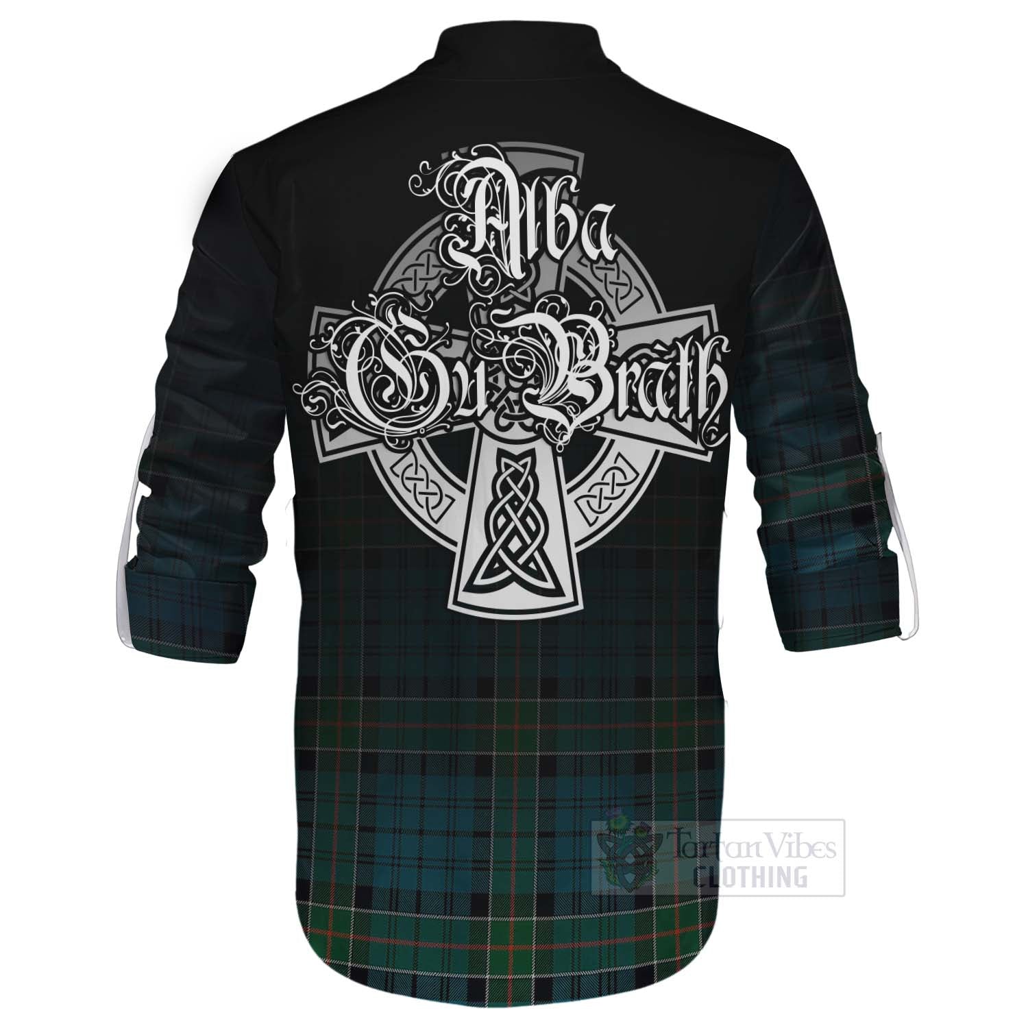 Tartan Vibes Clothing Kirkpatrick Tartan Ghillie Kilt Shirt Featuring Alba Gu Brath Family Crest Celtic Inspired