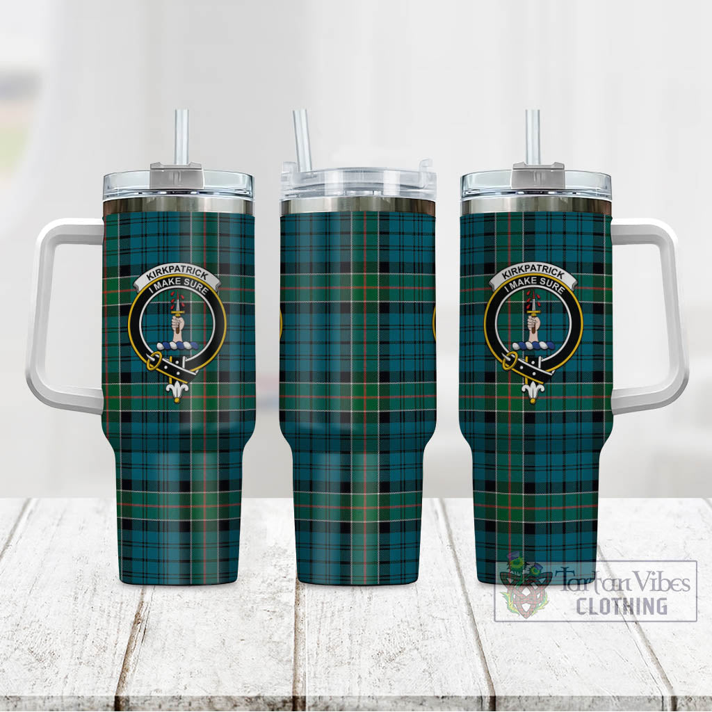 Tartan Vibes Clothing Kirkpatrick Tartan and Family Crest Tumbler with Handle