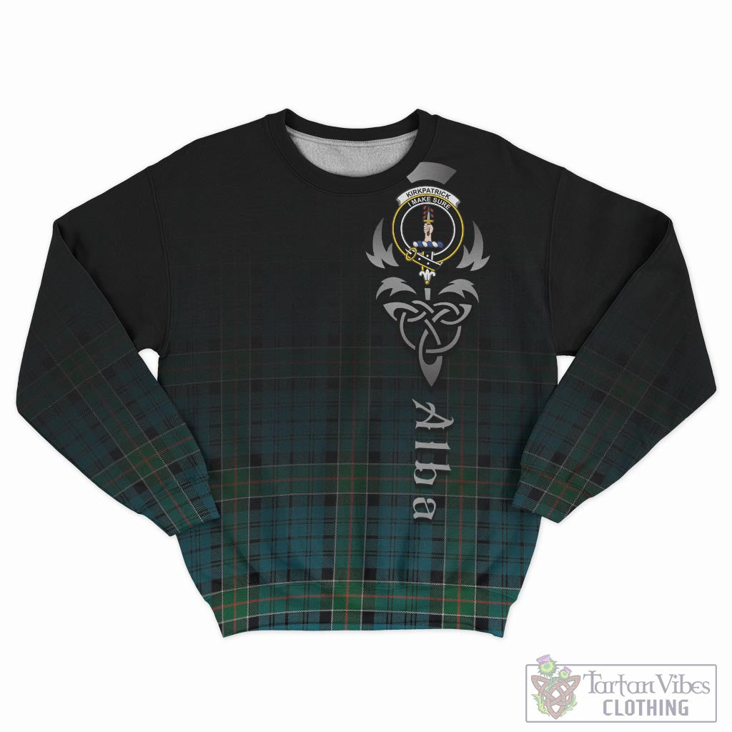 Tartan Vibes Clothing Kirkpatrick Tartan Sweatshirt Featuring Alba Gu Brath Family Crest Celtic Inspired
