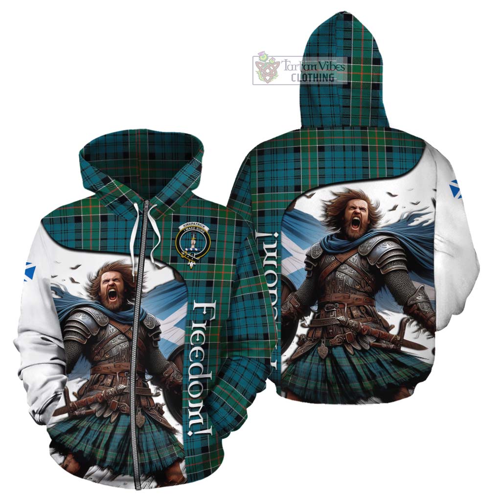 Tartan Vibes Clothing Kirkpatrick Crest Tartan Cotton Hoodie Inspired by the Freedom of Scottish Warrior
