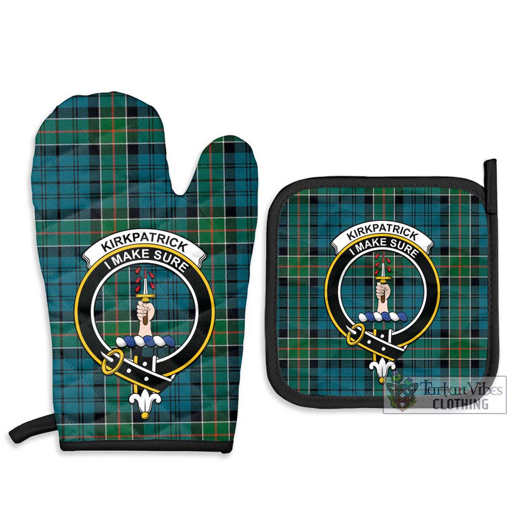 Kirkpatrick Tartan Combo Oven Mitt & Pot-Holder with Family Crest Combo 1 Oven Mitt & 2 Pot-Holder Black - Tartan Vibes Clothing