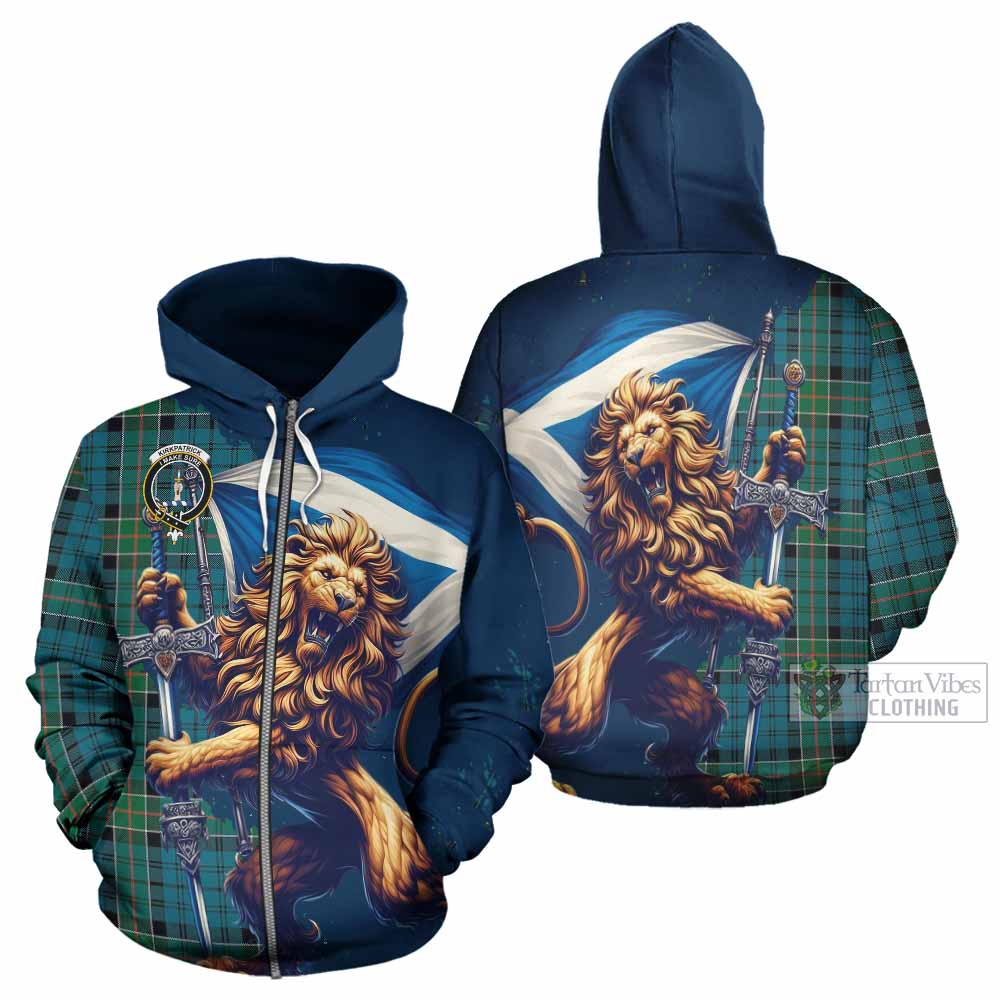 Kirkpatrick Tartan Family Crest Hoodie with Scottish Majestic Lion