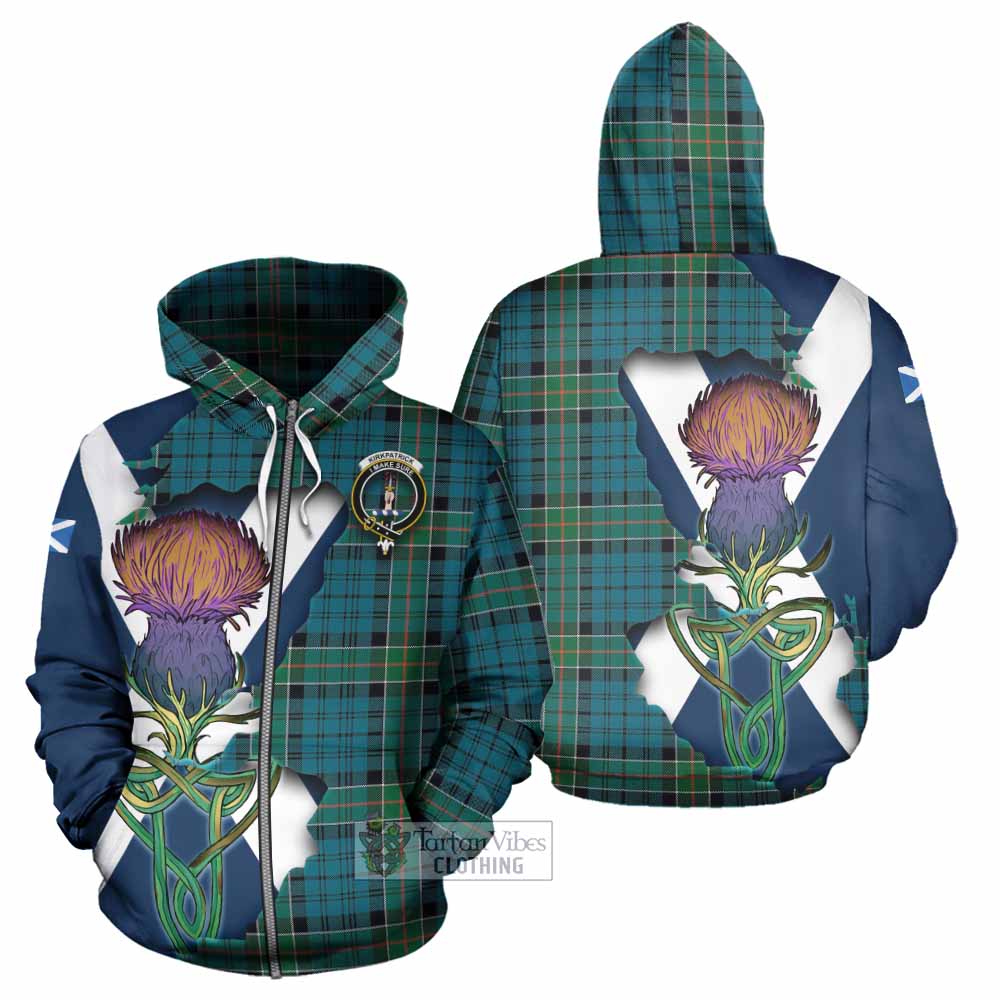 Tartan Vibes Clothing Kirkpatrick Tartan Family Crest Hoodie Scottish Thistle Celtic Inspired