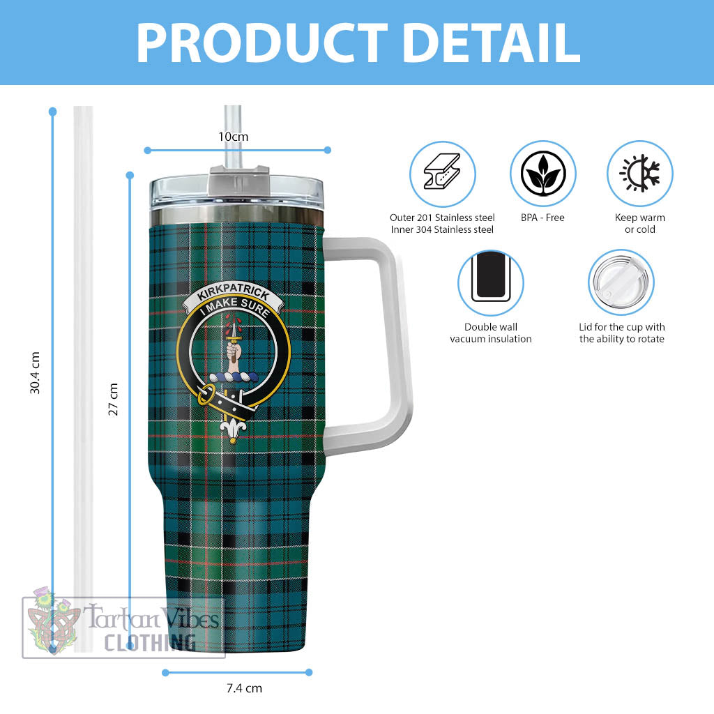 Tartan Vibes Clothing Kirkpatrick Tartan and Family Crest Tumbler with Handle