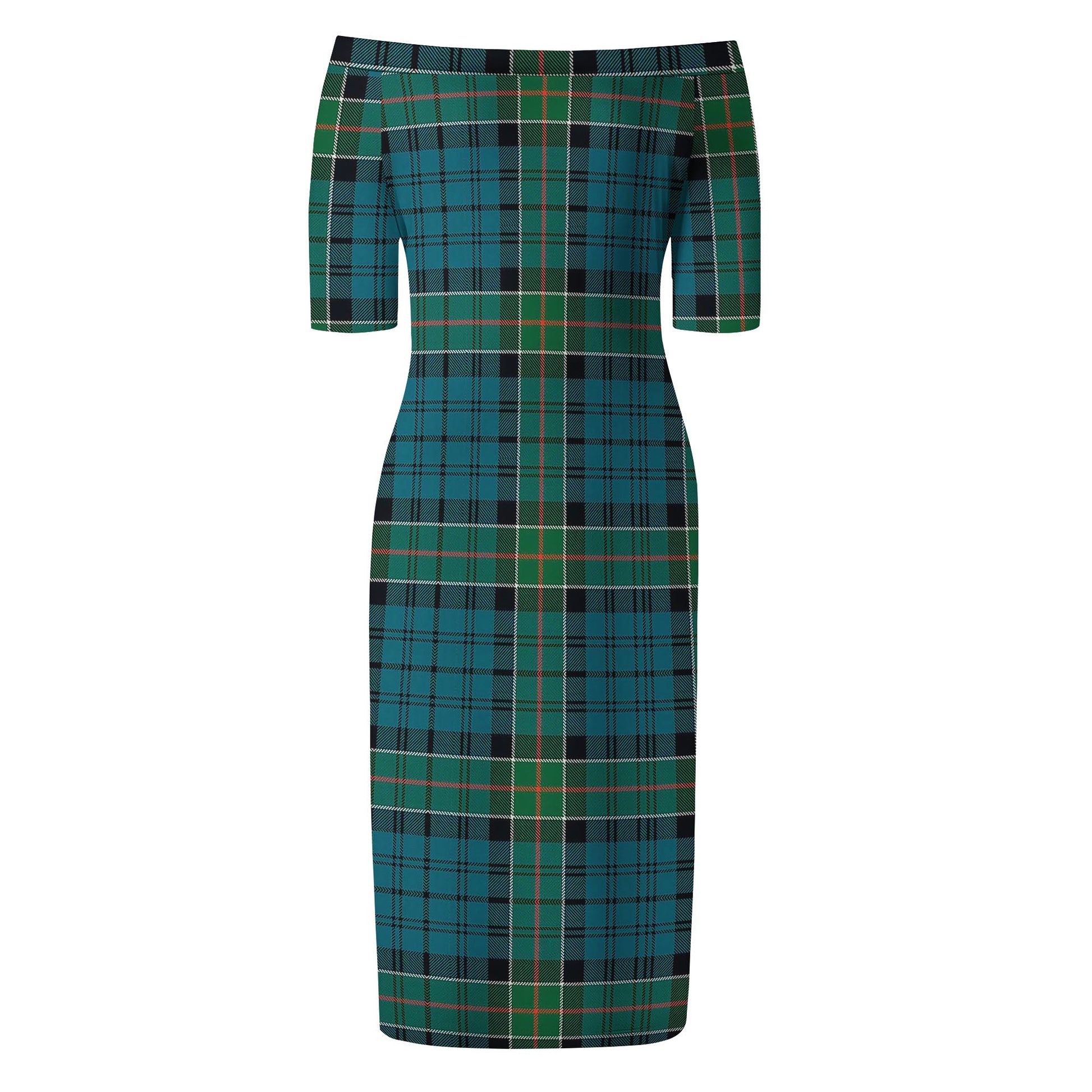 Kirkpatrick Tartan Off Shoulder Lady Dress - Tartanvibesclothing