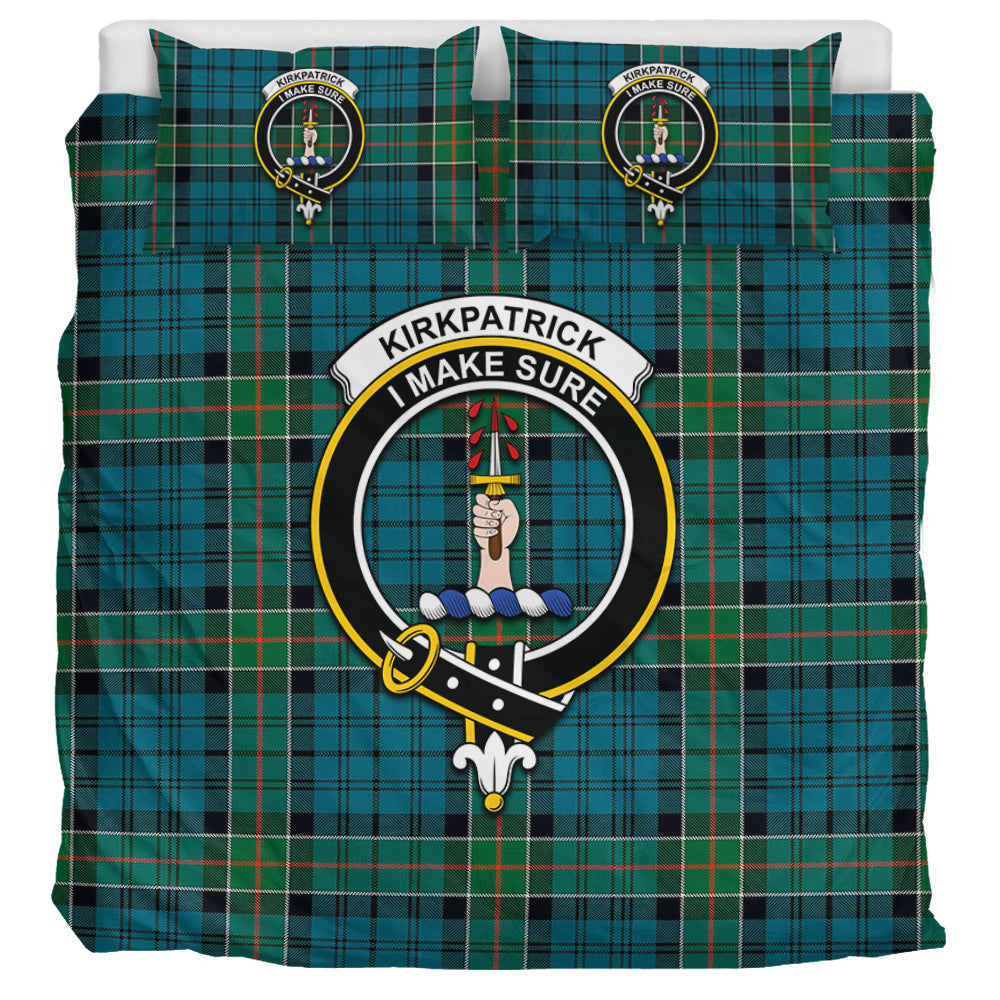 Kirkpatrick Tartan Bedding Set with Family Crest UK Bedding Set UK Super King 104*94 inch - Tartan Vibes Clothing