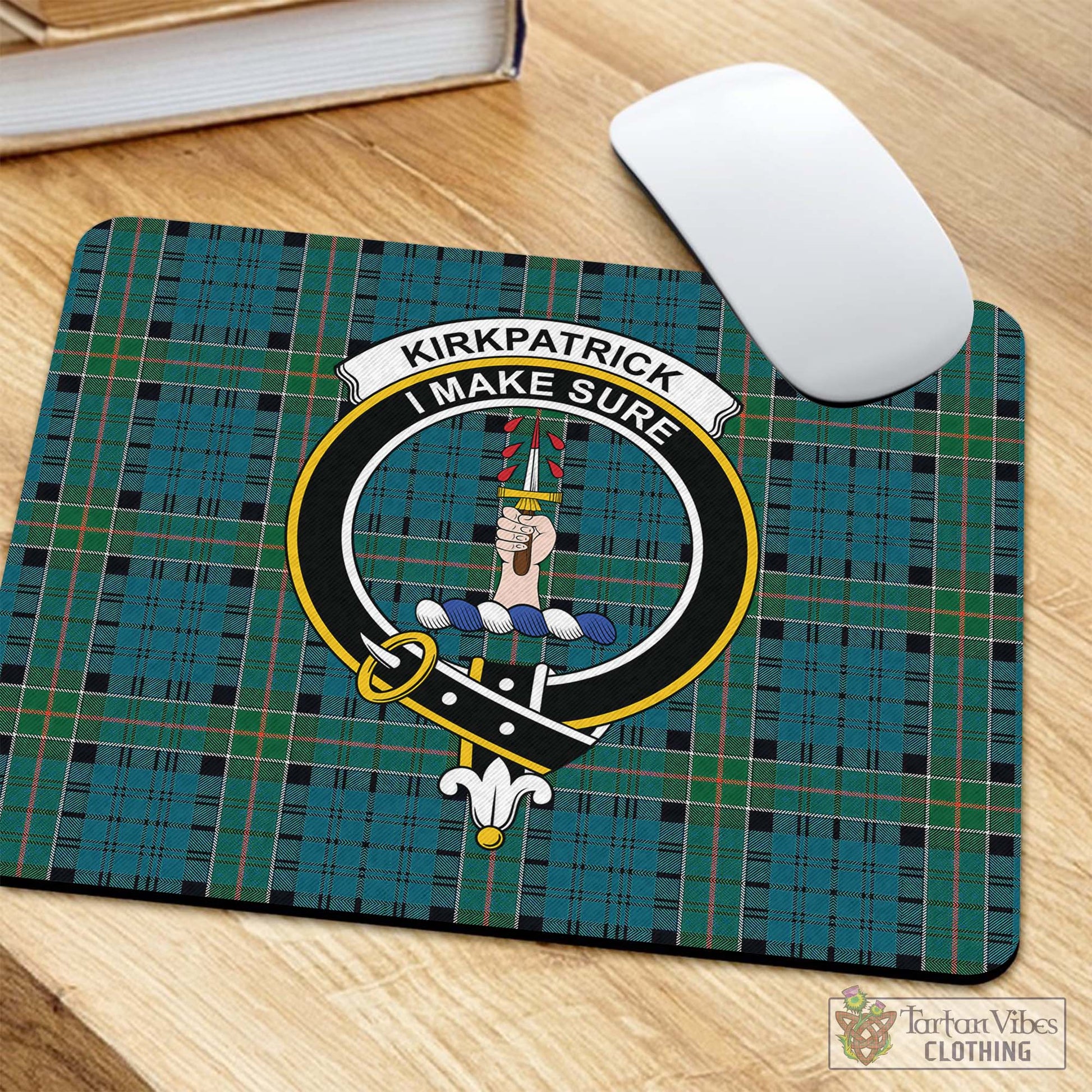 Tartan Vibes Clothing Kirkpatrick Tartan Mouse Pad with Family Crest
