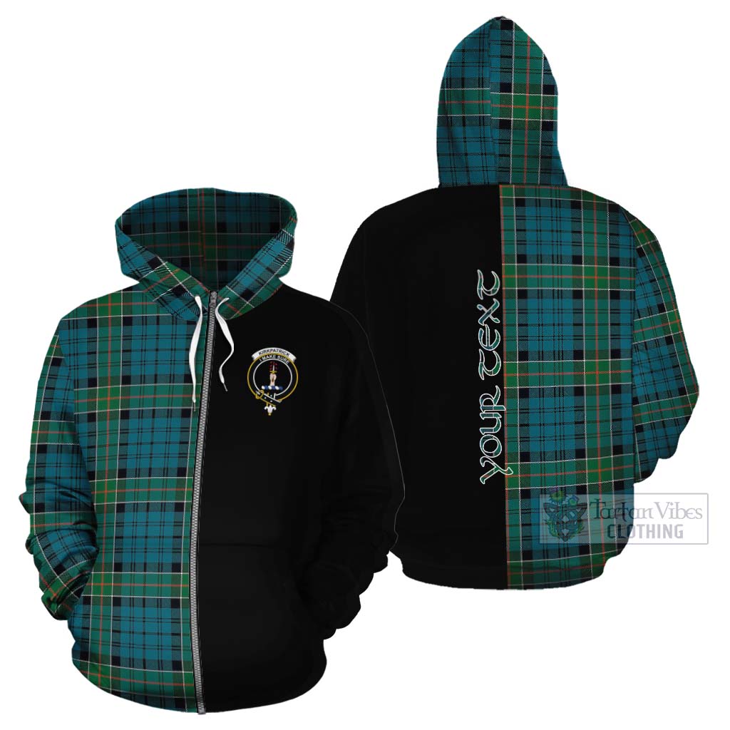 Tartan Vibes Clothing Kirkpatrick Tartan Cotton Hoodie with Family Crest and Half Of Me Style