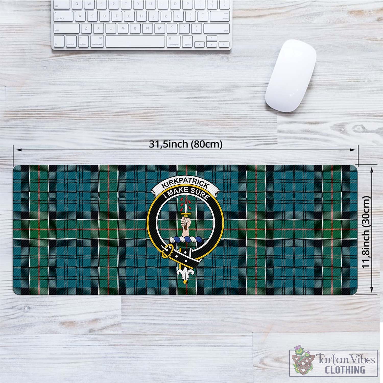 Tartan Vibes Clothing Kirkpatrick Tartan Mouse Pad with Family Crest