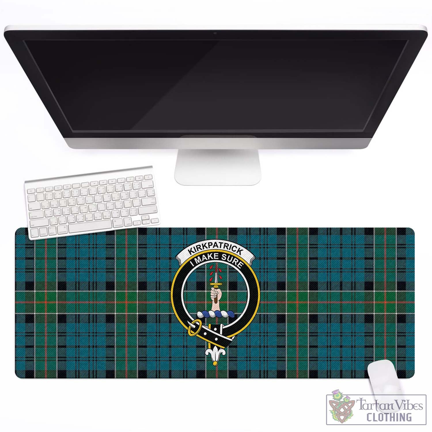 Tartan Vibes Clothing Kirkpatrick Tartan Mouse Pad with Family Crest
