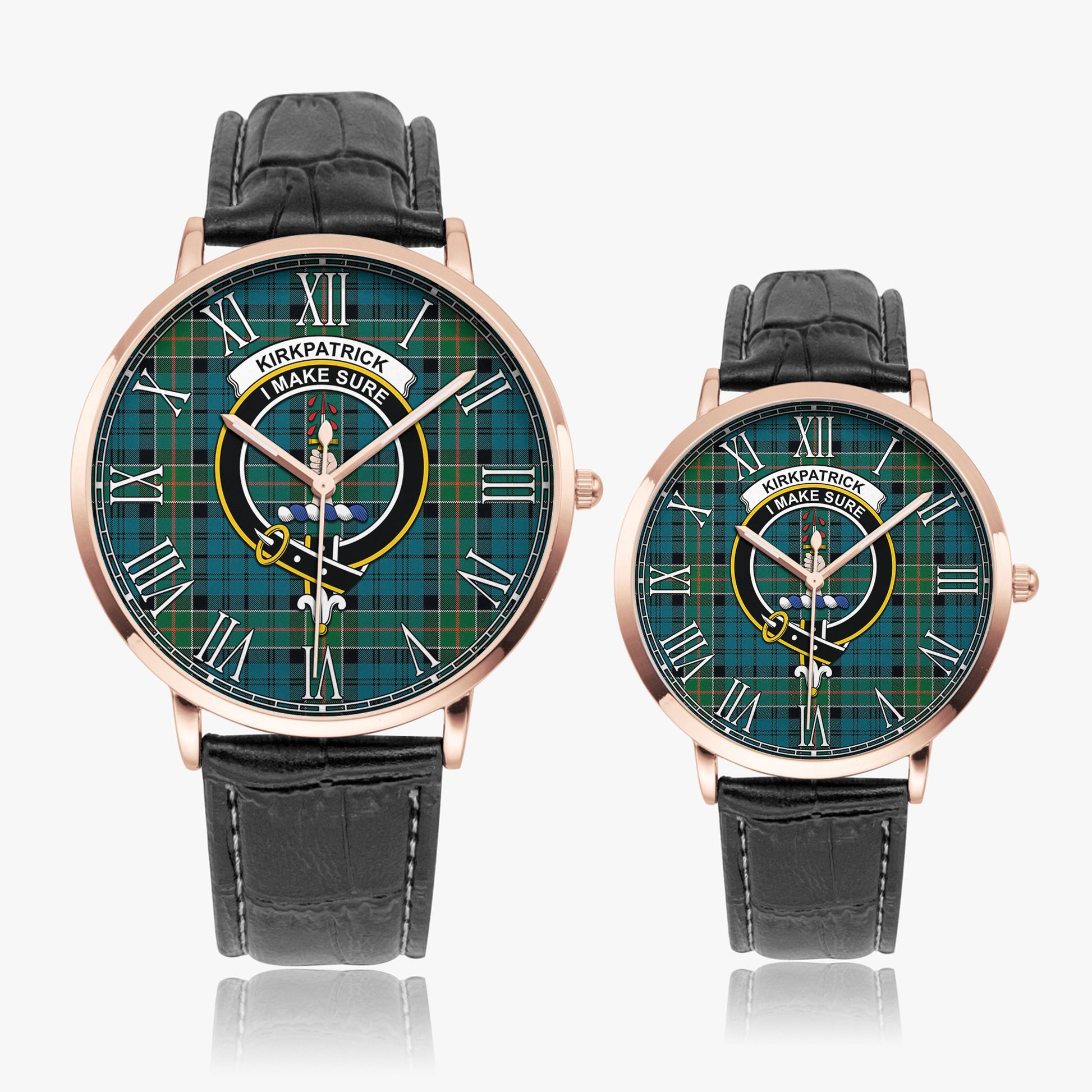 Kirkpatrick Tartan Family Crest Leather Strap Quartz Watch - Tartanvibesclothing