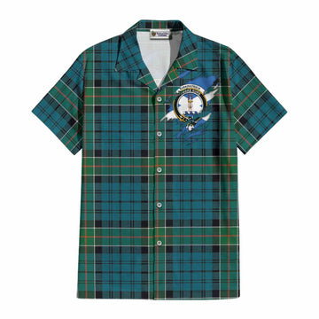 Kirkpatrick Clan Crest In Me Tartan Cotton Hawaiian Shirt Scotland Flag Style