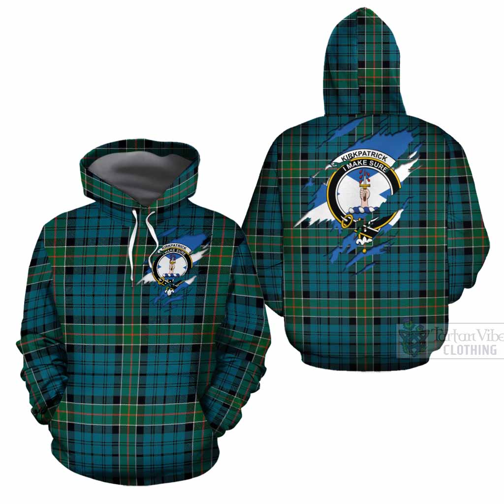 Kirkpatrick Clan Crest In Me Tartan Cotton Hoodie Scotland Flag Style