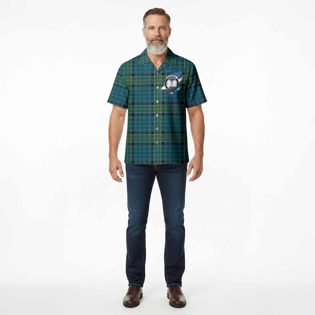 Kirkpatrick Clan Crest In Me Tartan Hawaiian Shirt Scotland Flag Style