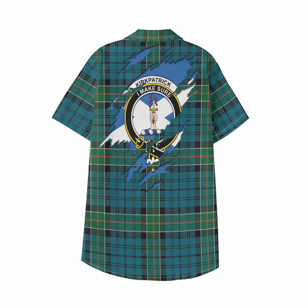 Kirkpatrick Clan Crest In Me Tartan Kid Hawaiian Shirt Scotland Flag Style