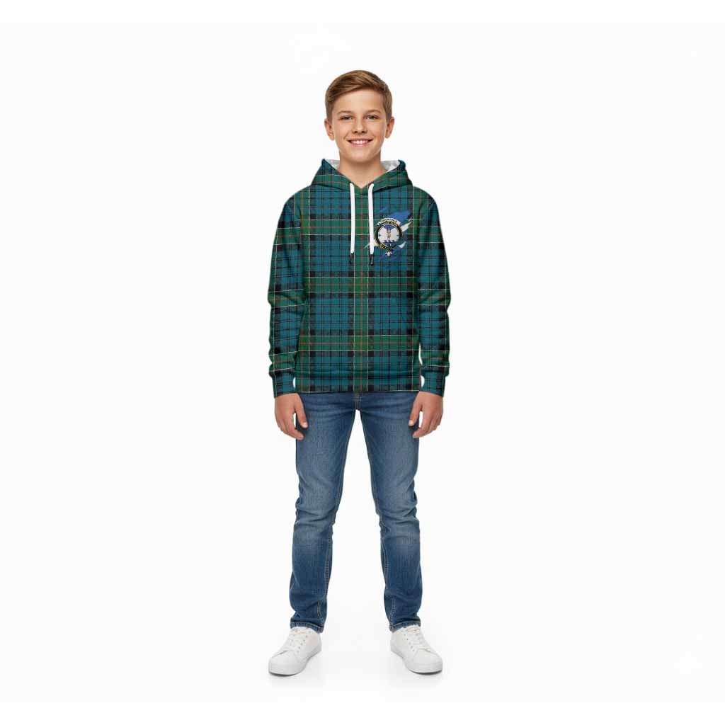 Kirkpatrick Clan Crest In Me Tartan Kid Hoodie Scotland Flag Style