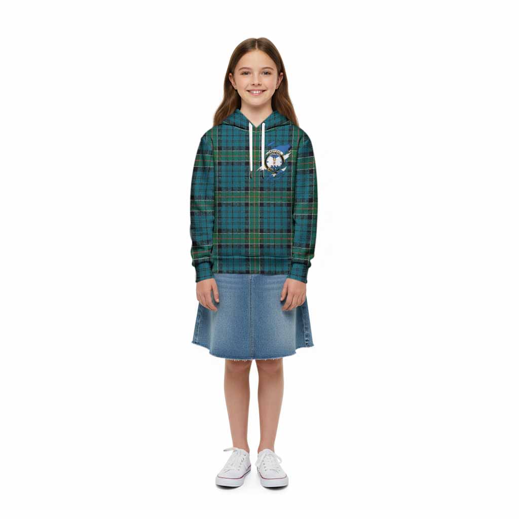 Kirkpatrick Clan Crest In Me Tartan Kid Hoodie Scotland Flag Style