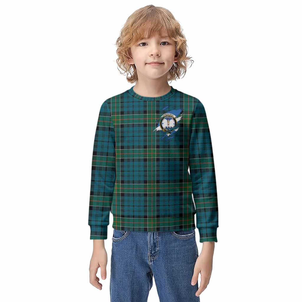 Kirkpatrick Clan Crest In Me Tartan Kid Knitted Sweatshirt Scotland Flag Style