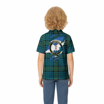 Kirkpatrick Clan Crest In Me Tartan Kid Polo Shirt Scotland Flag Style