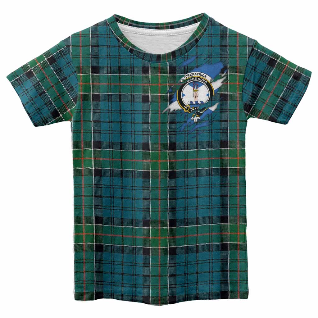 Kirkpatrick Clan Crest In Me Tartan Kid T-shirt Scotland Flag Style