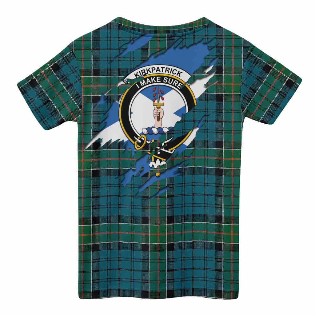 Kirkpatrick Clan Crest In Me Tartan Kid T-shirt Scotland Flag Style