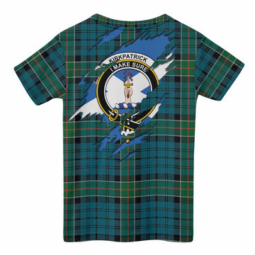 Kirkpatrick Clan Crest In Me Tartan Kid T-shirt Scotland Flag Style
