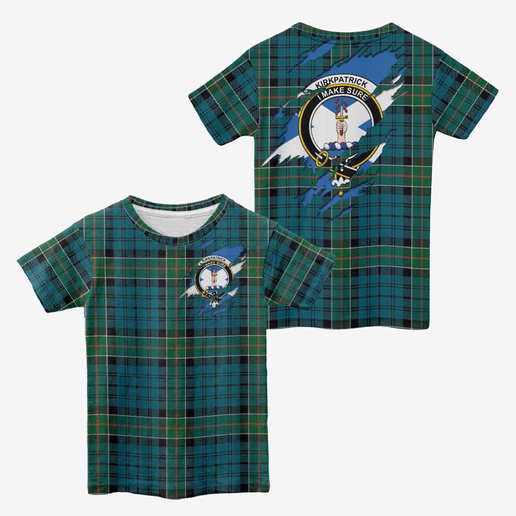 Kirkpatrick Clan Crest In Me Tartan Kid T-shirt Scotland Flag Style